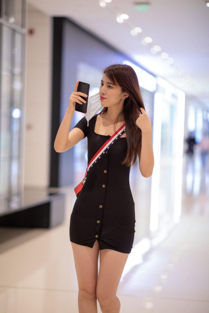 逛商场的黑色包臀裙美丽女孩【385P】00050-阡陌图库